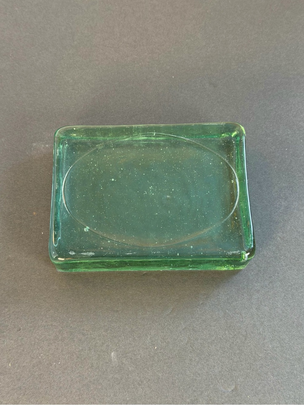 Green Glass Bar Soap Holder, Thick Glass 3.5x5